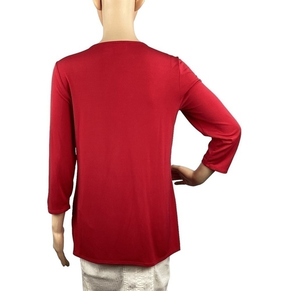 Chico's Tunic Top Size S Red 3/4 Sleeve - Picture 5 of 6